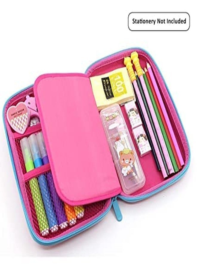SHB Unicorn Print Large Capacity Hardtop EVA Pencil Pen Holder Case Box with Compartments for School Kids Girls Boys Multipurpose (Unicorn 1) (Flamingo) - Image 4